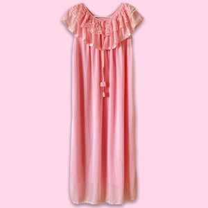 light pink nightgown with lace detailing and tie